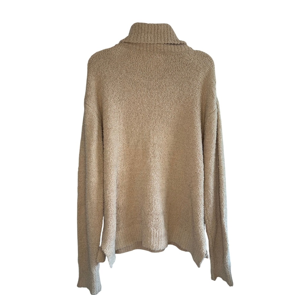 Pink Lily Cozy Plush Turtleneck Sweater Beige Fleece Warm Loungewear Size M